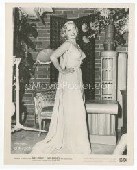 7f106 CLEO MOORE candid 8x10 still '56 full-length portrait of the blonde smiling in sexy dress!