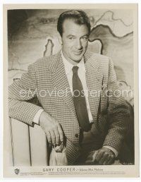 7f147 GARY COOPER CanUS 8x10 key book still '40s waist-high seated portrait in suit & tie!