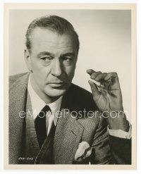 7f145 GARY COOPER 8x10 still '57 head & shoulders portrait wearing suit & tie holding cigarette!