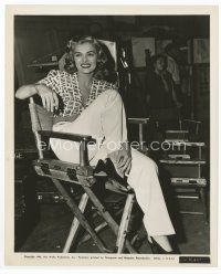 7f335 LIZABETH SCOTT 8x10 still '45 lounging on the set of You Came Along, her first movie!