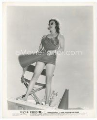7f338 LUCIA CARROLL 8x10 still '41 full-length in swimsuit holding megaphone by director chair!