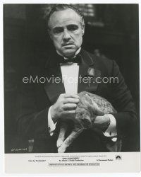 7f369 MARLON BRANDO 8x10 still '72 classic image in tuxedo holding his cat from The Godfather!