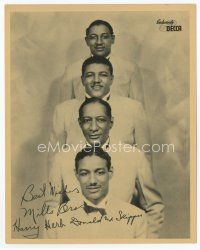 7f003 MILLS BROTHERS 8x10 Decca Records still '40s Harry, Herb, Donald & Skipper in white tuxedos!
