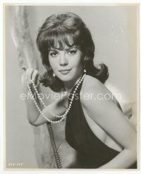 7f380 NATALIE WOOD 7.75x9.5 still '50s in super sexy dress holding her pearl necklace!
