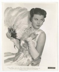 7f384 OLYMPE BRADNA 8x10 still '39 close up in cool gown with feathered fan from Happy Ending!
