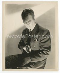 7f395 REGIS TOOMEY 8x10 still '46 moody portrait with glasses & pointing gun!