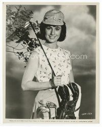 7f431 SHIRLEY JONES 8x10 still '65 wonderful smiling portrait holding golf clubs & bag!