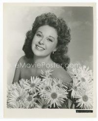 7f454 SUSAN HAYWARD 8x10 still '50s bare-shouldered smiling portrait by daisies!