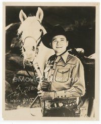7f463 TEX RITTER 8x10 still '40s smiling portrait with his horse White Flash + facsimile signature