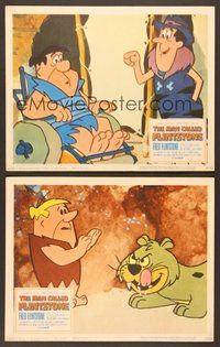 7g727 MAN CALLED FLINTSTONE 2 LCs '66 Hanna-Barbera, Fred, Barney, cartoon spy spoof!