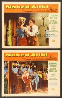 7g736 NAKED ALIBI 2 LCs '54 sexy Gloria Grahame & Sterling Hayden!