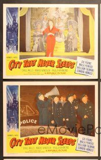 7g527 CITY THAT NEVER SLEEPS 6 LCs '53 Chicago, Gig young, Mala Powers!