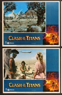 7g083 CLASH OF THE TITANS 8 LCs '81 Ray Harryhausen, cool images of monsters, Harry Hamlin!