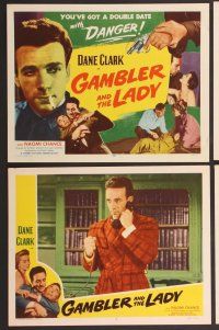 7g130 GAMBLER & THE LADY 8 LCs '52 Dane Clark, you've got a double date with danger!