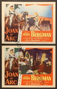 7g667 JOAN OF ARC 3 LCs '48 cool image of Ingrid Bergman swordfighting in full armor!
