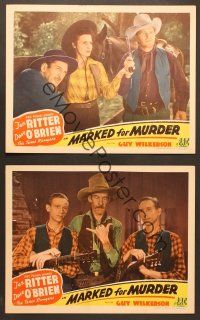 7g673 MARKED FOR MURDER 3 LCs '45 Tex Ritter, Dave O'Brien & Guy Wilkerson are Texas Rangers!