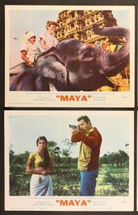7g248 MAYA 8 LCs '66 Clint Walker, cool artwork of stampeding elephants & jungle animals!