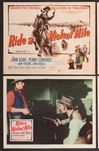 7g311 RIDE A VIOLENT MILE 8 LCs '57 cowboy John Agar headed for trouble on a path of treachery!