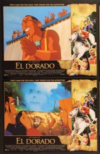 7g313 ROAD TO EL DORADO 8 int'l LCs '00 Dreamworks cartoon, explorers at the city of gold!