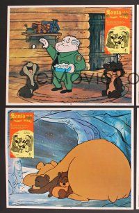 7g326 SANTA & THE THREE BEARS 8 LCs '70 Christmas family cartoon, cool artwork!