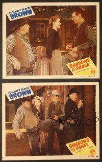 7g639 SHADOWS ON THE RANGE 4 LCs '46 cowboy Johnny Mack Brown, Jan Bryant!
