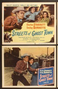 7g381 STREETS OF GHOST TOWN 8 LCs '50 Charles Starrett as The Durango Kid & Smiley Burnette!
