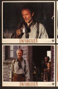 7g422 UNFORGIVEN 8 LCs '92 great images of gunslinger Clint Eastwood, Gene Hackman!