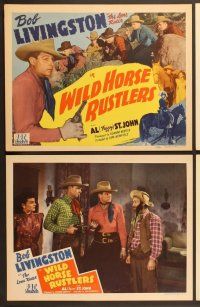 7g456 WILD HORSE RUSTLERS 8 LCs '43 Bob Livingston as The Lone Rider with gun faces down bad guys!