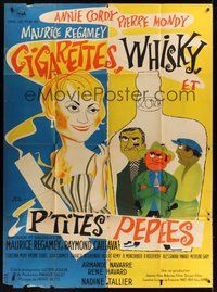 7h406 CIGARETTES, WHISKEY & WILD WOMEN French 1p '59 Maurice Regamey, Le Breton cartoon art!