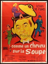 7h410 CRAZY IN THE NOODLE French 1p '57 wacky art of Louis de Funes by Andre Bertrand!