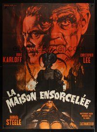 7h411 CRIMSON CULT French 1p '70 Boris Karloff, Christopher Lee, incredible different artwork!