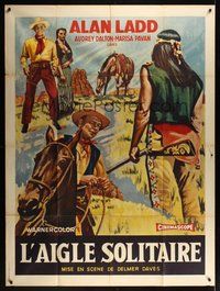 7h424 DRUM BEAT French 1p '55 artwork of Alan Ladd & Audrey Dalton, directed by Delmer Daves!
