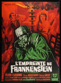 7h434 EVIL OF FRANKENSTEIN French 1p R66 Peter Cushing, different monster art by Guy Gerard Noel!