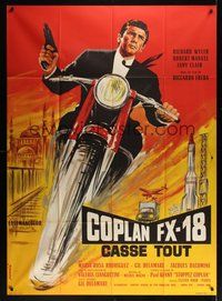 7h435 EXTERMINATORS French 1p '65 cool artwork of French cycle spy Richard Wyler by Xarrie!