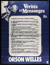 7h436 F FOR FAKE French 1p '76 Orson Welles' Verites et mensonges, about the art of fakery!