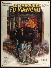 7h437 FACE OF FU MANCHU French 1p '66 different art of Asian villain Chris Lee by Jean Mascii!