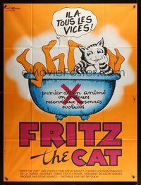 7h449 FRITZ THE CAT French 1p R80s Ralph Bakshi sex cartoon, he's x-rated and animated, different!
