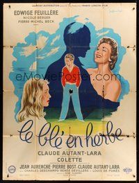 7h456 GAME OF LOVE style A French 1p '54 Claude Autant-Lara's Le ble en herbe, art by Noel!