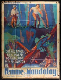 7h459 GIRL FROM MANDALAY French 1p '36 art of Kay Linaker & co-stars hunting in jungle by Lauro!
