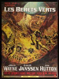 7h467 GREEN BERETS French 1p '68 John Wayne, David Janssen, Jim Hutton, art by Jean Mascii!
