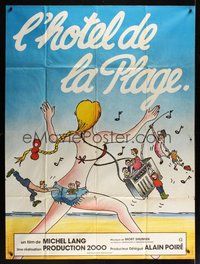 7h477 HOLIDAY HOTEL French 1p '78 Michel Lang's L'hotel de la plage, wacky cartoon art!