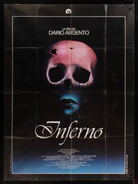 7h486 INFERNO French 1p '80 Dario Argento horror, really cool skull & bleeding mouth image!