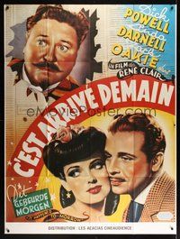 7h489 IT HAPPENED TOMORROW French 1p R80s Dick Powell, Linda Darnell, Jack Oakie, Rene Clair