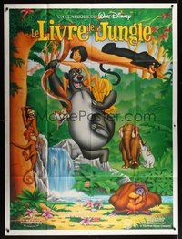 7h493 JUNGLE BOOK French 1p R90s Walt Disney cartoon classic, great image of all characters!