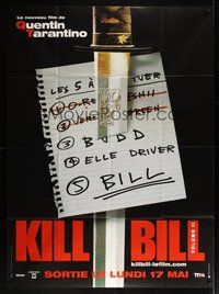 7h495 KILL BILL: VOL. 2 teaser French 1p '04 Quentin Tarantino, different image of sword & the list!