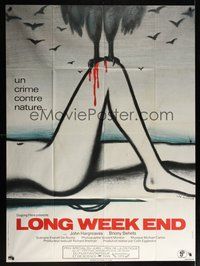 7h514 LONG WEEKEND French 1p '79 Colin Eggleston Australian crime, cool art by Leo Kouper!
