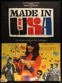 7h523 MADE IN U.S.A. French 1p '66 Jean-Luc Goddard, Anna Karina, cool Ferracci design!