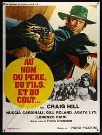 7h529 MASKED THIEF French 1p '75 cool spaghetti western artwork of Craig Hill firing his gun!