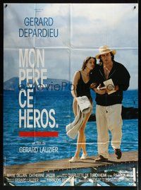 7h536 MON PERE CE HEROS French 1p '91 photo of Gerard Depardieu & Marie Gillain by Luc Roux!