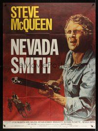 7h543 NEVADA SMITH French 1p R70s completely different art of Steve McQueen by Aage Lundvald!